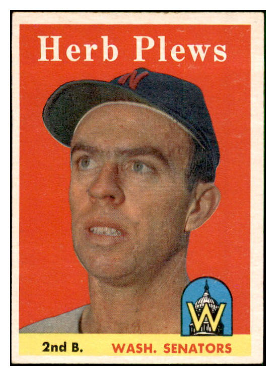 1958 Topps Baseball #109 Herb Plews Senators EX-MT 535651