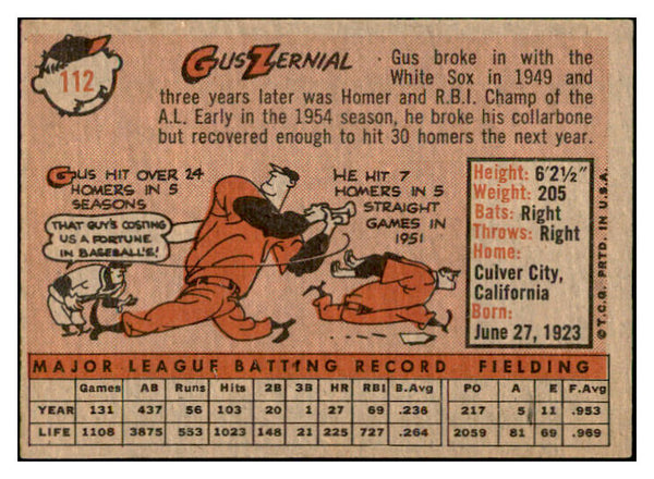 1958 Topps Baseball #112 Gus Zernial Tigers EX-MT 535654