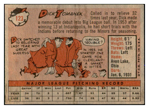 1958 Topps Baseball #123 Dick Tomanek Indians EX-MT 535667