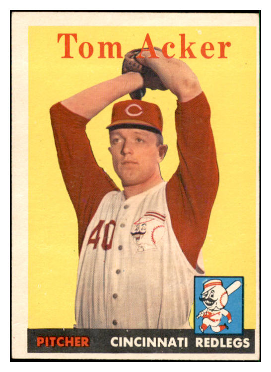 1958 Topps Baseball #149 Tom Acker Reds EX-MT 535698