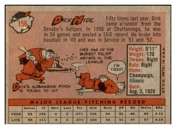 1958 Topps Baseball #156 Dick Hyde Senators EX-MT 535707