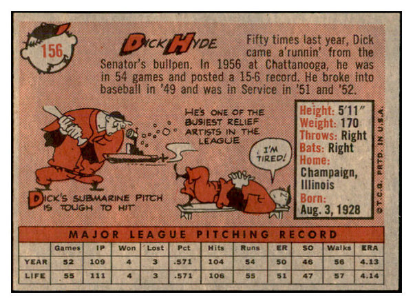 1958 Topps Baseball #156 Dick Hyde Senators EX-MT 535708