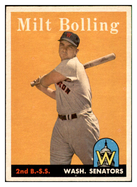 1958 Topps Baseball #188 Milt Bolling Senators EX-MT 535749