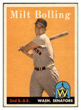 1958 Topps Baseball #188 Milt Bolling Senators EX-MT 535749