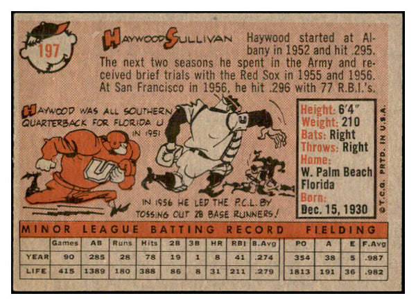 1958 Topps Baseball #197 Haywood Sullivan Red Sox EX-MT 535760