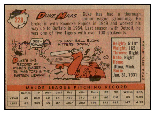 1958 Topps Baseball #228 Duke Maas A's EX-MT 535806