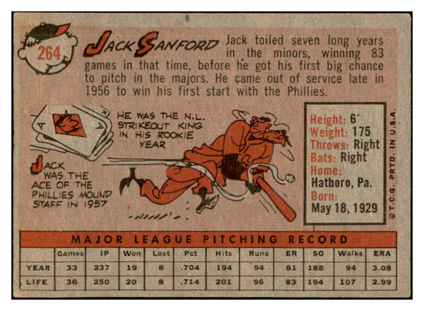 1958 Topps Baseball #264 Jack Sanford Phillies EX-MT 535856
