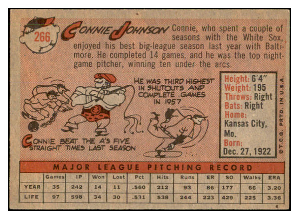 1958 Topps Baseball #266 Connie Johnson Orioles EX-MT 535859