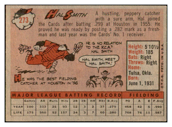 1958 Topps Baseball #273 Hal Smith Cardinals EX-MT 535866