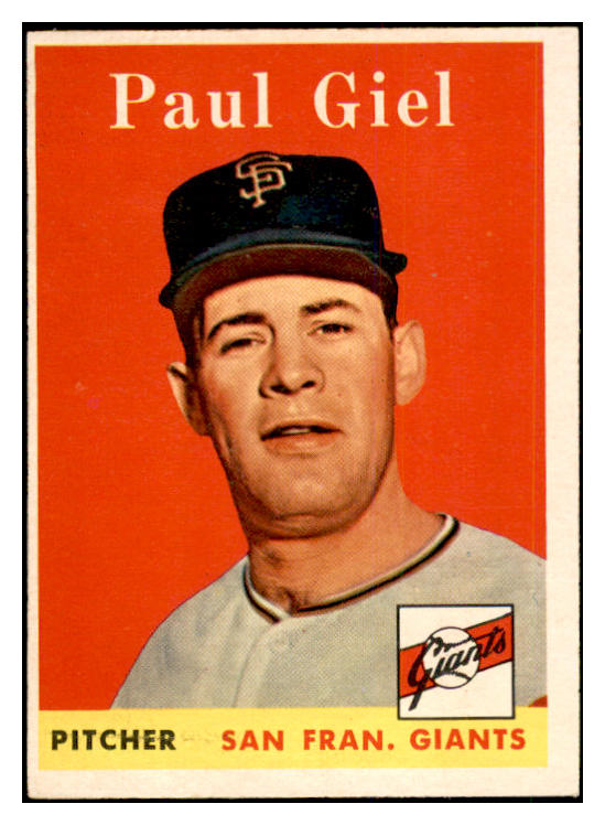 1958 Topps Baseball #308 Paul Giel Giants EX-MT 535903