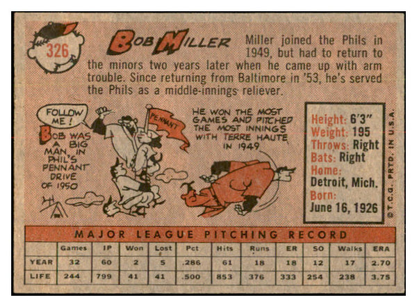 1958 Topps Baseball #326 Bob Miller Phillies EX-MT 535920