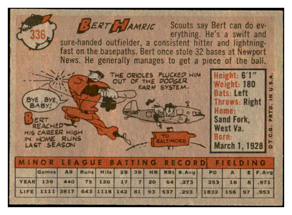 1958 Topps Baseball #336 Bert Hamric Orioles EX-MT 535931