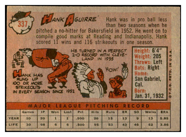1958 Topps Baseball #337 Hank Aguirre Tigers EX-MT 535932