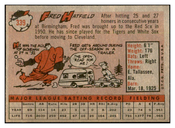 1958 Topps Baseball #339 Fred Hatfield Indians EX-MT 535936