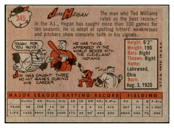 1958 Topps Baseball #345 Jim Hegan Tigers EX-MT 535940
