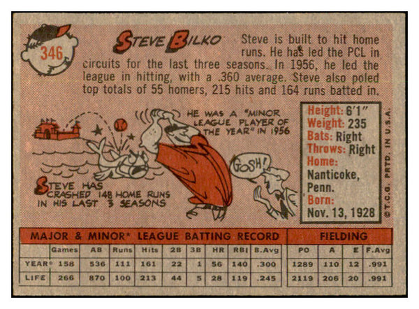 1958 Topps Baseball #346 Steve Bilko Reds EX-MT 535942