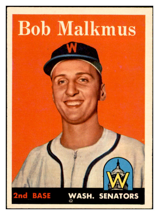 1958 Topps Baseball #356 Bob Malkmus Senators EX-MT 535954