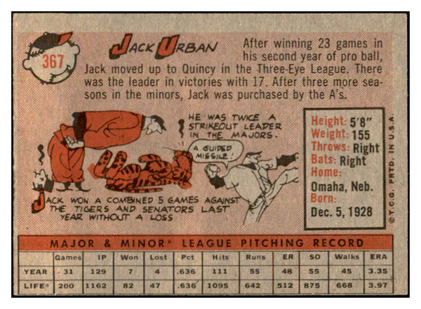 1958 Topps Baseball #367 Jack Urban A's EX-MT 535971