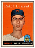 1958 Topps Baseball #369 Ralph Lumenti Senators EX-MT 535972