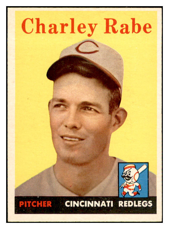 1958 Topps Baseball #376 Charley Rabe Reds EX-MT 535982