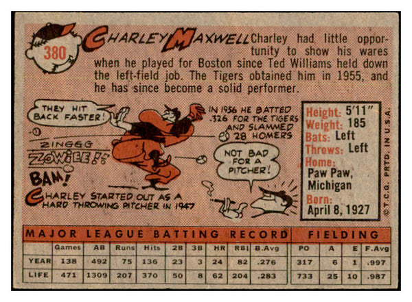 1958 Topps Baseball #380 Charley Maxwell Tigers EX-MT 535986
