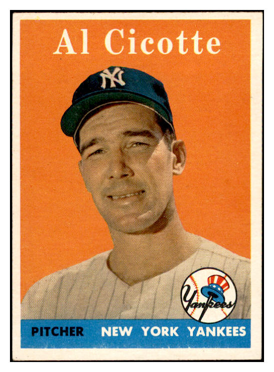 1958 Topps Baseball #382 Al Cicotte Yankees EX-MT 535989