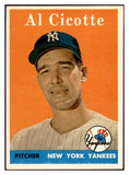 1958 Topps Baseball #382 Al Cicotte Yankees EX-MT 535989