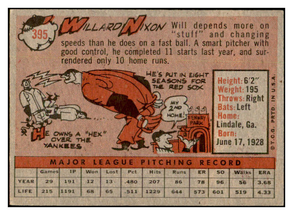 1958 Topps Baseball #395 Willard Nixon Red Sox EX-MT 536006