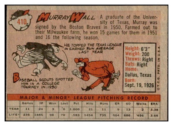 1958 Topps Baseball #410 Murray Wall Red Sox EX-MT 536026