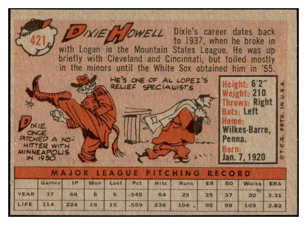1958 Topps Baseball #421 Dixie Howell White Sox EX-MT 536038