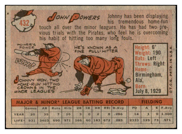1958 Topps Baseball #432 John Powers Pirates EX-MT 536048