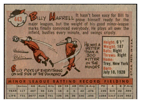 1958 Topps Baseball #443 Billy Harrell Indians EX-MT 536062