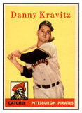 1958 Topps Baseball #444 Danny Kravitz Pirates EX-MT 536063
