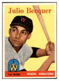 1958 Topps Baseball #458 Julio Becquer Senators EX-MT 536082