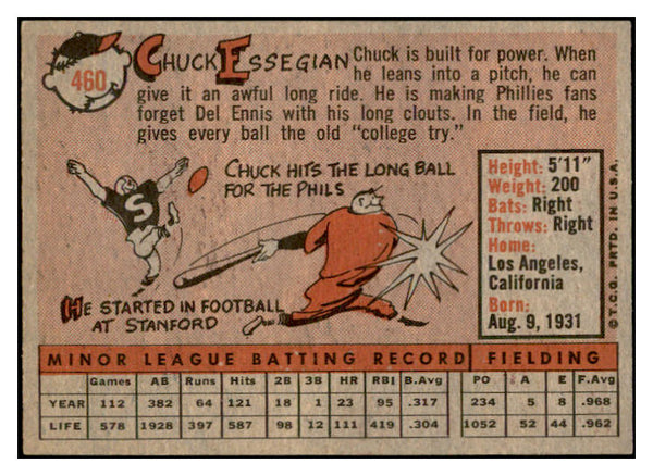 1958 Topps Baseball #460 Chuck Essegian Phillies EX-MT 536083