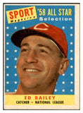 1958 Topps Baseball #490 Ed Bailey A.S. Reds EX-MT 536103