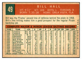 1959 Topps Baseball #049 Bill Hall Pirates EX-MT 536118