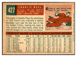 1959 Topps Baseball #427 Charlie Neal Dodgers EX-MT 536262
