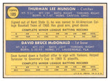 1970 Topps Baseball #189 Thurman Munson Yankees EX-MT 536348