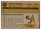 1960 Topps Baseball #493 Duke Snider Dodgers VG 536415