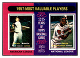 1975 Topps Mini Baseball #195 Mickey Mantle Hank Aaron EX 536440