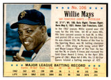 1963 Post Baseball #106 Willie Mays Giants EX 536460