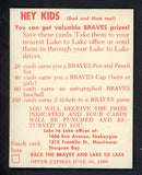 1960 Lake To Lake Joey Jay Braves EX 536629