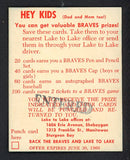 1960 Lake To Lake Wes Covington Braves VG ink back 536634