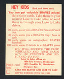 1960 Lake To Lake Lee Maye Braves GD-VG staple holes 536636