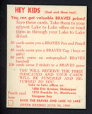 1960 Lake To Lake Juan Pizzaro Braves GD-VG staple holes 536638
