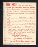 1960 Lake To Lake Bob Scheffing Braves GD-VG staple holes 536641