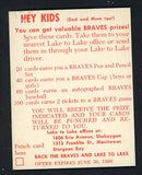 1960 Lake To Lake Carl Willey Braves GD-VG staple holes 536648
