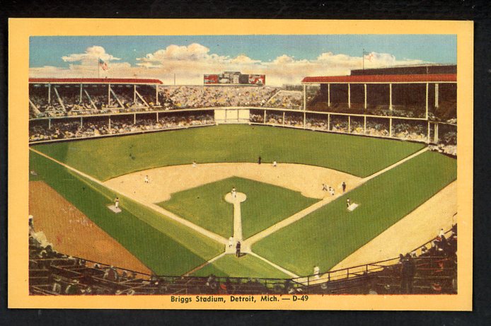 1940's Stadium Postcard Briggs Stadium Detroit EX tape back 536651