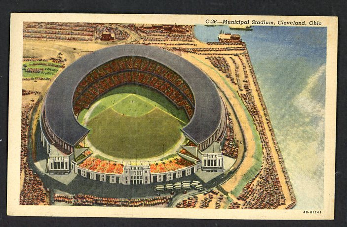 1940's Stadium Postcard Municipal Stadium Cleveland VG-EX posted 536658